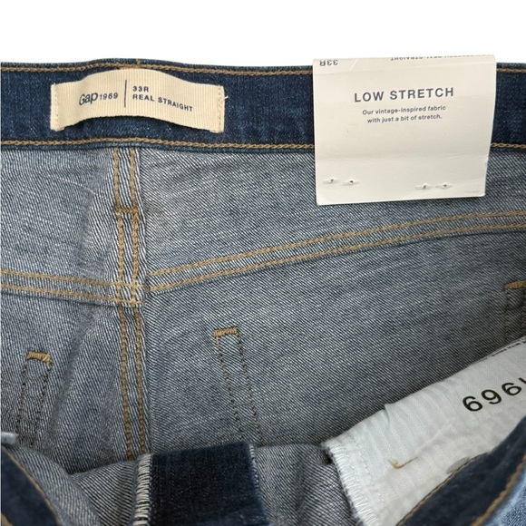 New Gap Low Strech Real Straigth Womens Blue Jeans Size 33 - Picture 5 of 8